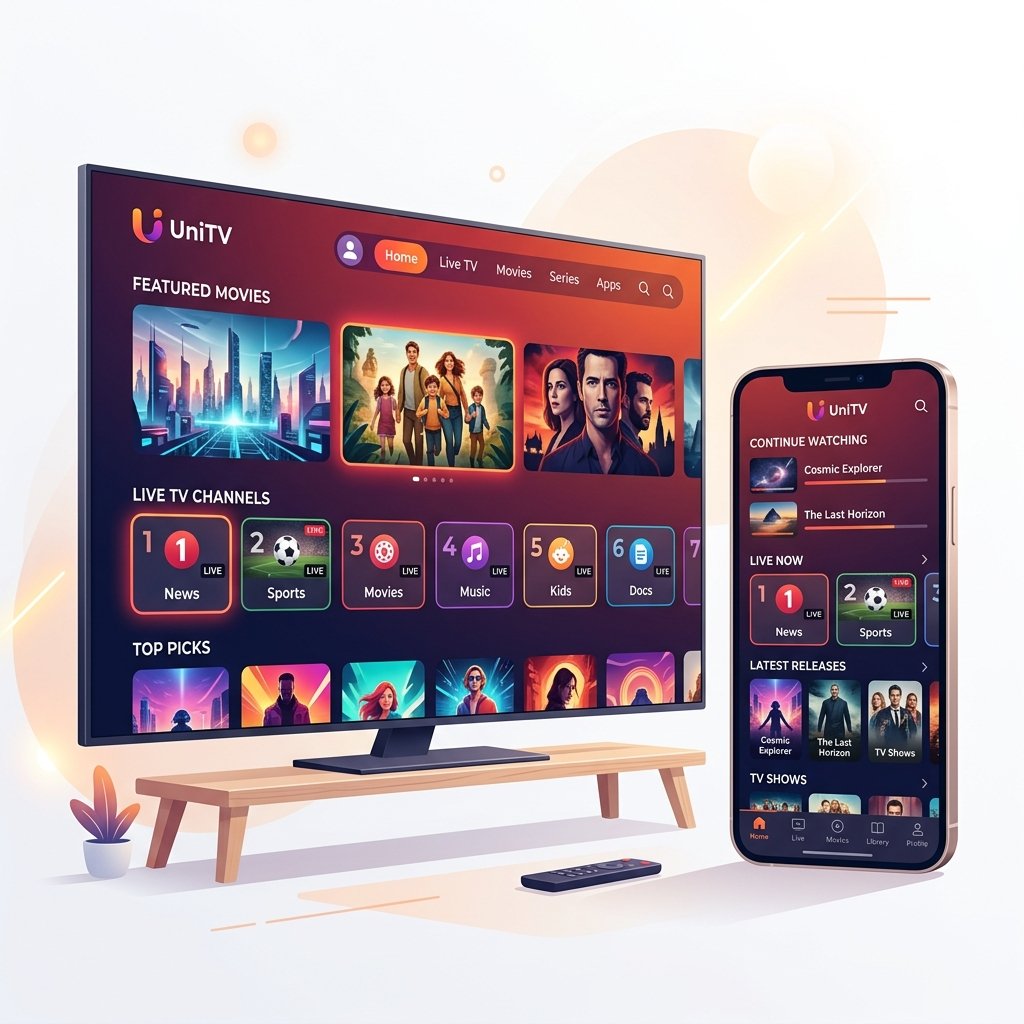 Aplicativo UniTV na TV e no Celular
